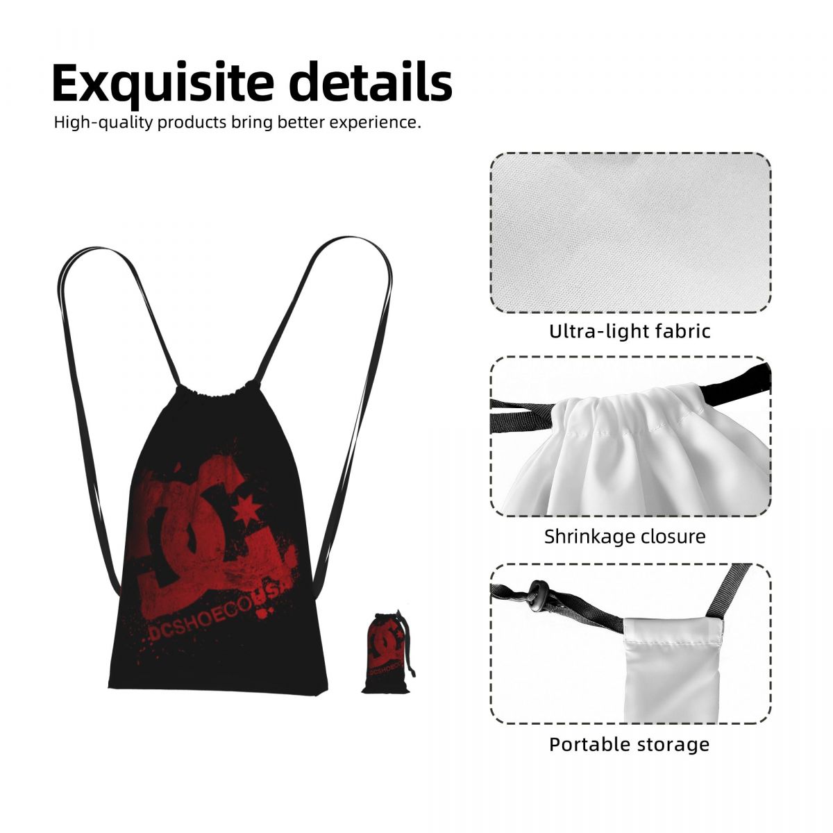 DC Shoe Co Drawstring Backpack - Men'S Shoes Dc ulasan dan harga