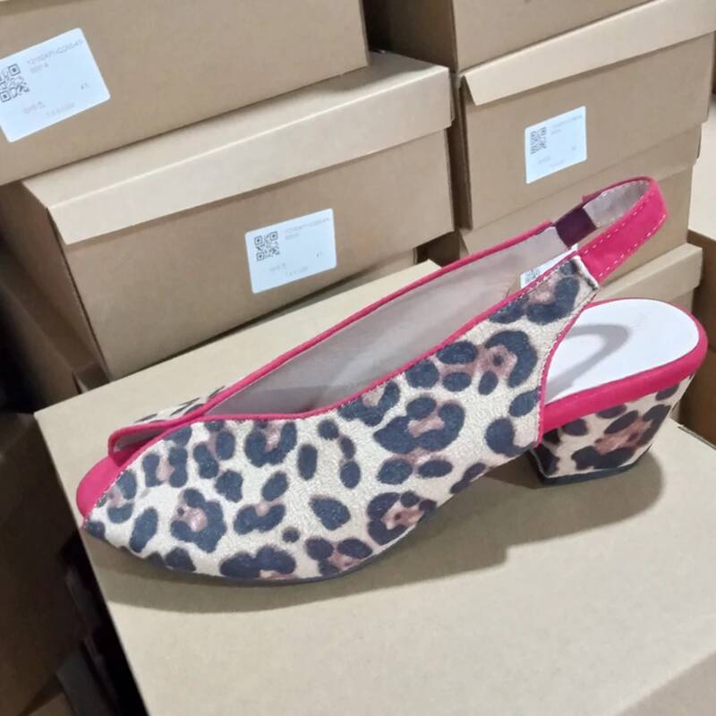 Leopard Print Peep Toe Slingba - Shoes Heels Men ulasan dan harga