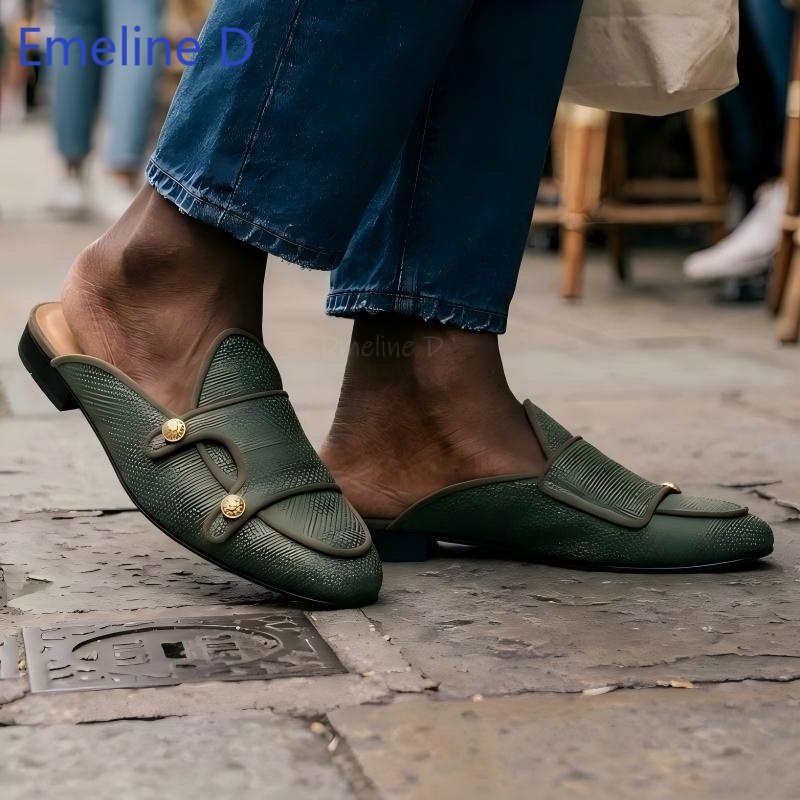 Woven Textile Backless Loafer  - Shoes Heels Men ulasan dan harga